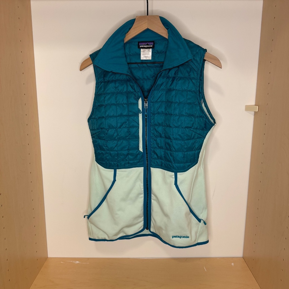 PATAGONIA HYBRID DOWN VEST STY31315 TEAL WOMENS MEDIUM - Picture 2 of 6